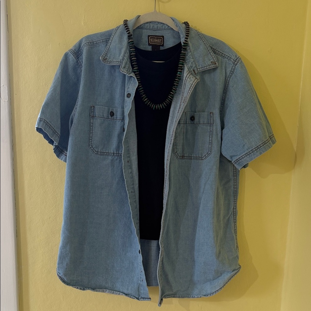 Light Wash Denim Short Sleeve Shirt